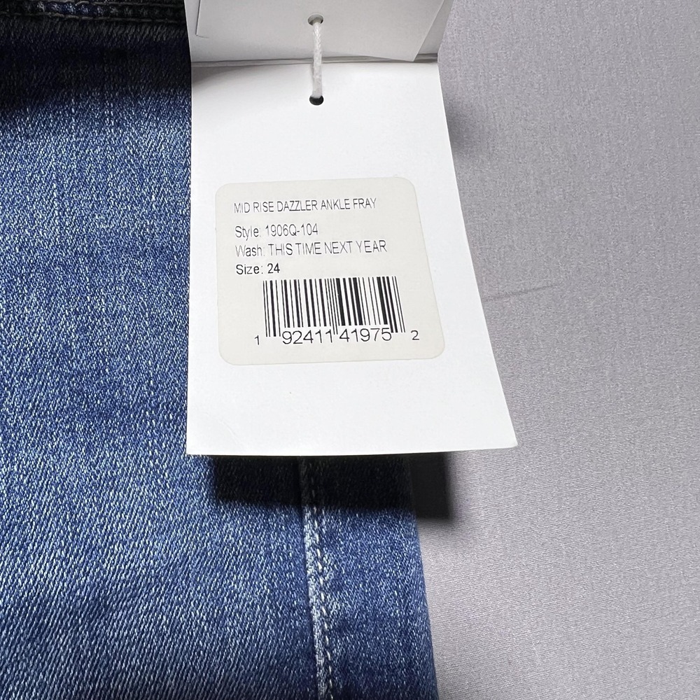 Mother The Mid Rise Dazzler Ankle Fray This Time Next Year Jeans Womens 24 Blue - Picture 4 of 15